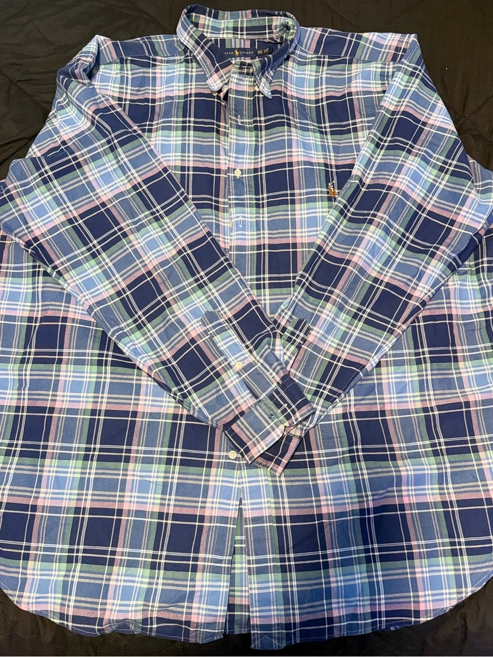 Polo by Ralph Lauren Navy Plaid Button-Down Shirt with Pastel Accents